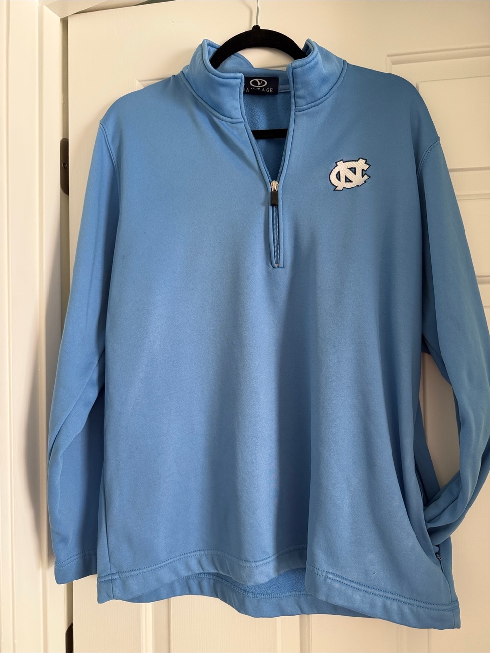Men's Light Blue 1/4 Zip Pullover Sweatshirt with NC Logo